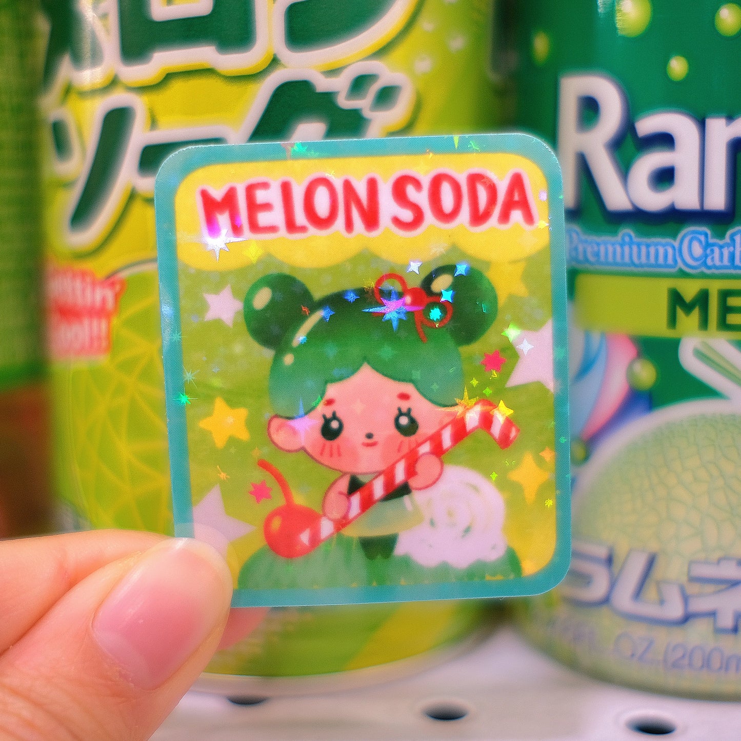 Melon Soda Pudding Glitter Stickers