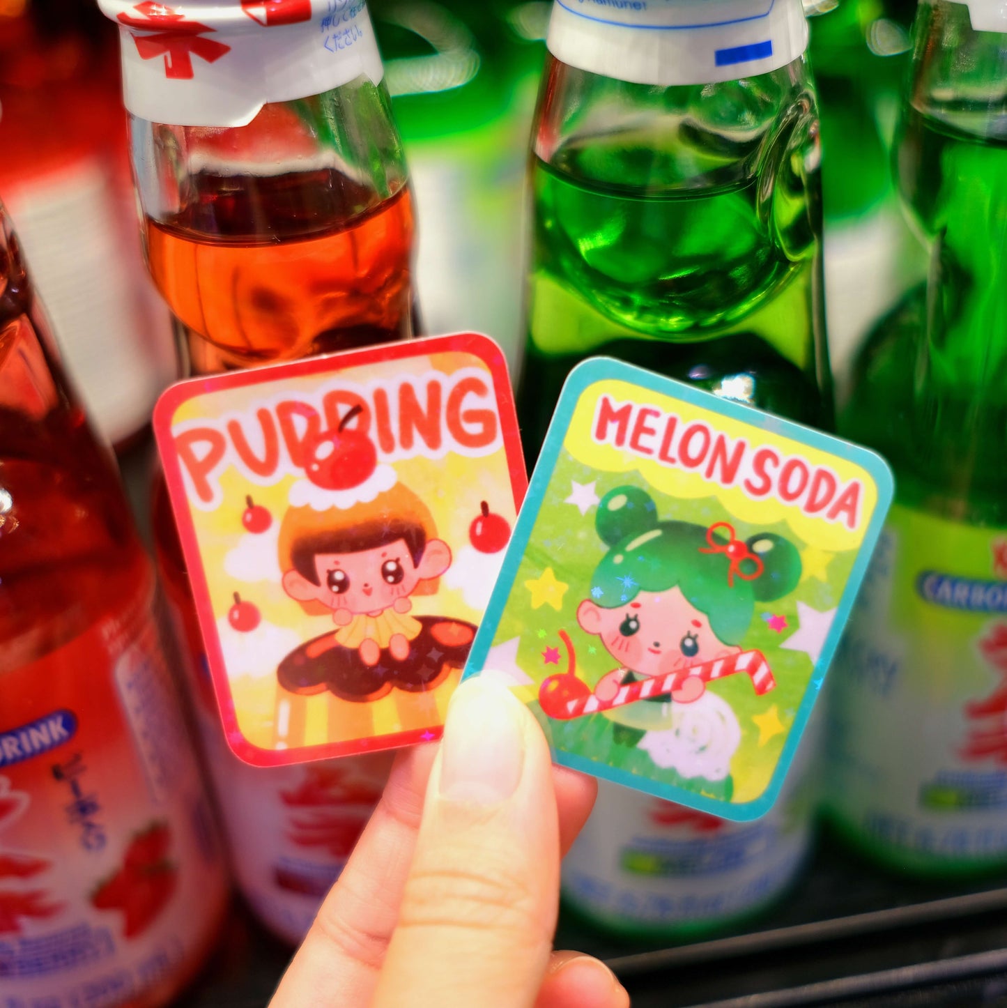 Melon Soda Pudding Glitter Stickers